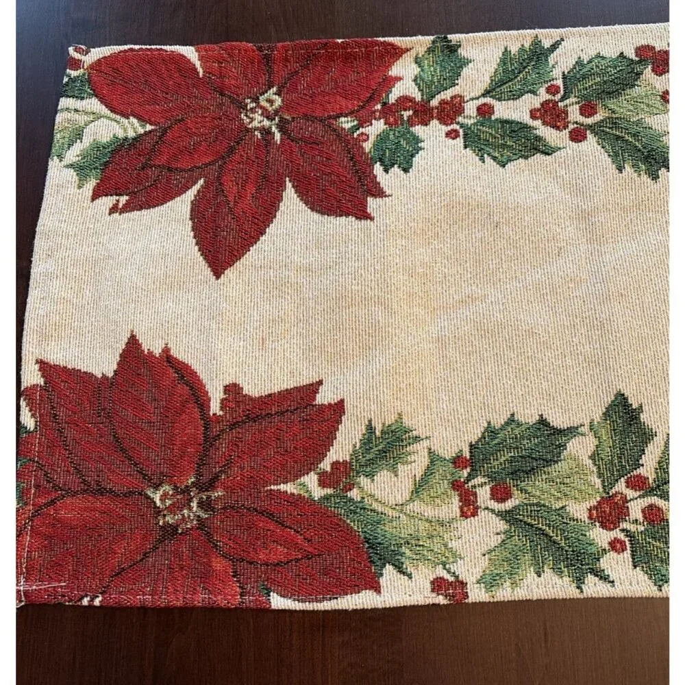 Christmas Poinsettia Table Runner 70x13